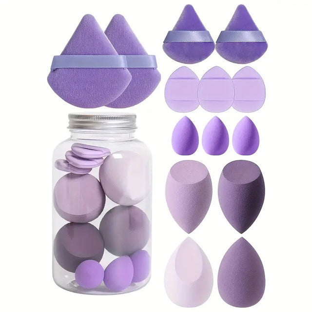 Makeup Sponge Set — 14 Pieces with Storage Jar