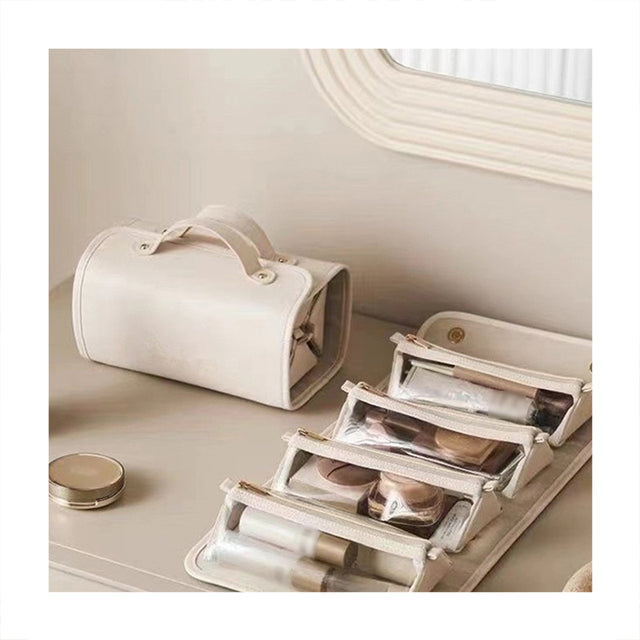 Large Travel Makeup Bag — Wide-Open, PU/Quilted