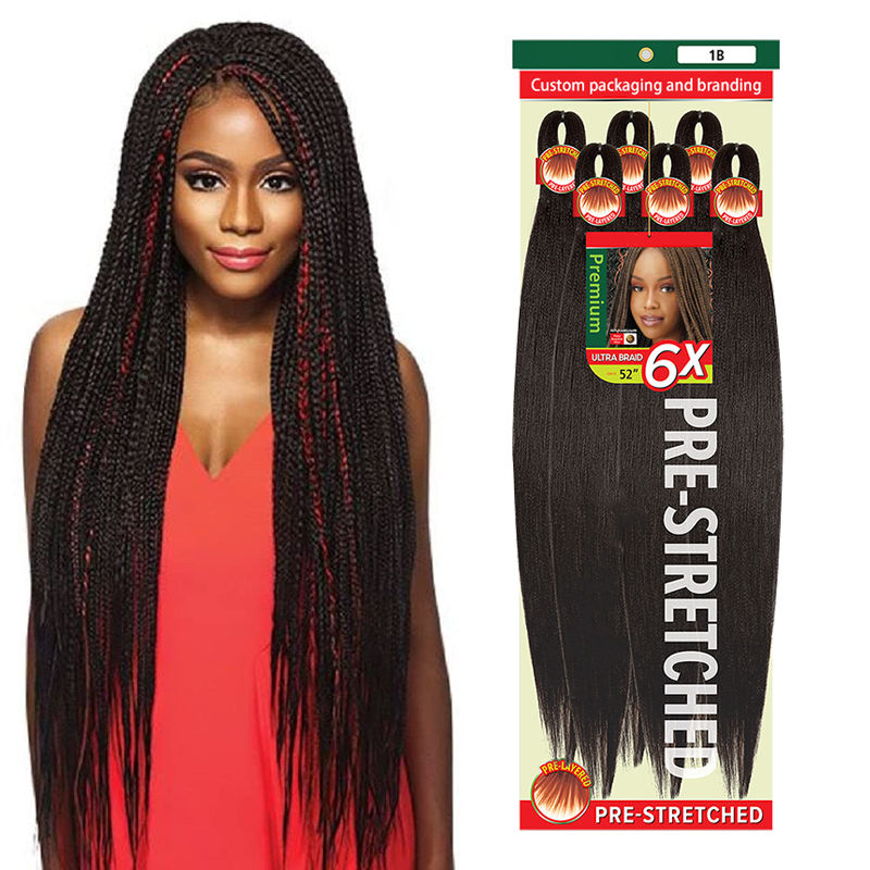 Pre-Stretched Braiding Hair — 26 Inch, 6 Packs