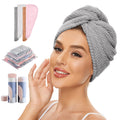 Microfiber Hair Towel Wrap — 2 Pack, Button-Loop Turban