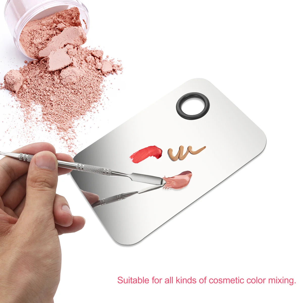 Stainless Steel Makeup Mixing Palette & Spatula