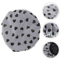 Satin-Lined Shower Cap — Double Layer, Heart Print