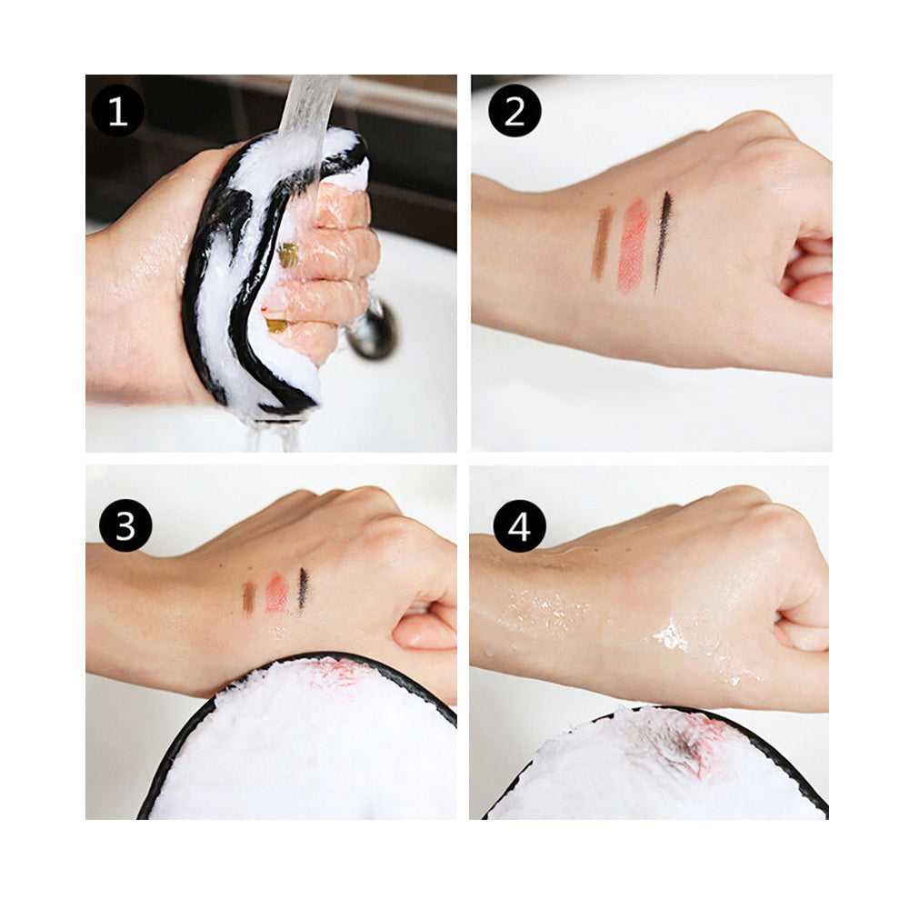 Makeup remover puff with finger strap