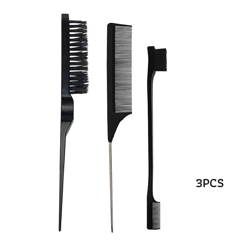Edge brush, slick brush and pin-tail comb set