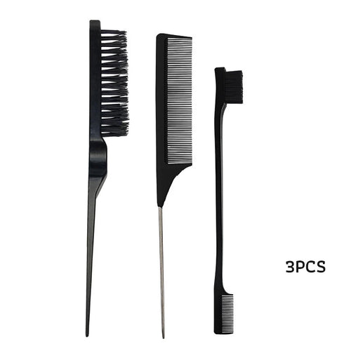 Edge brush, slick brush and pin-tail comb set